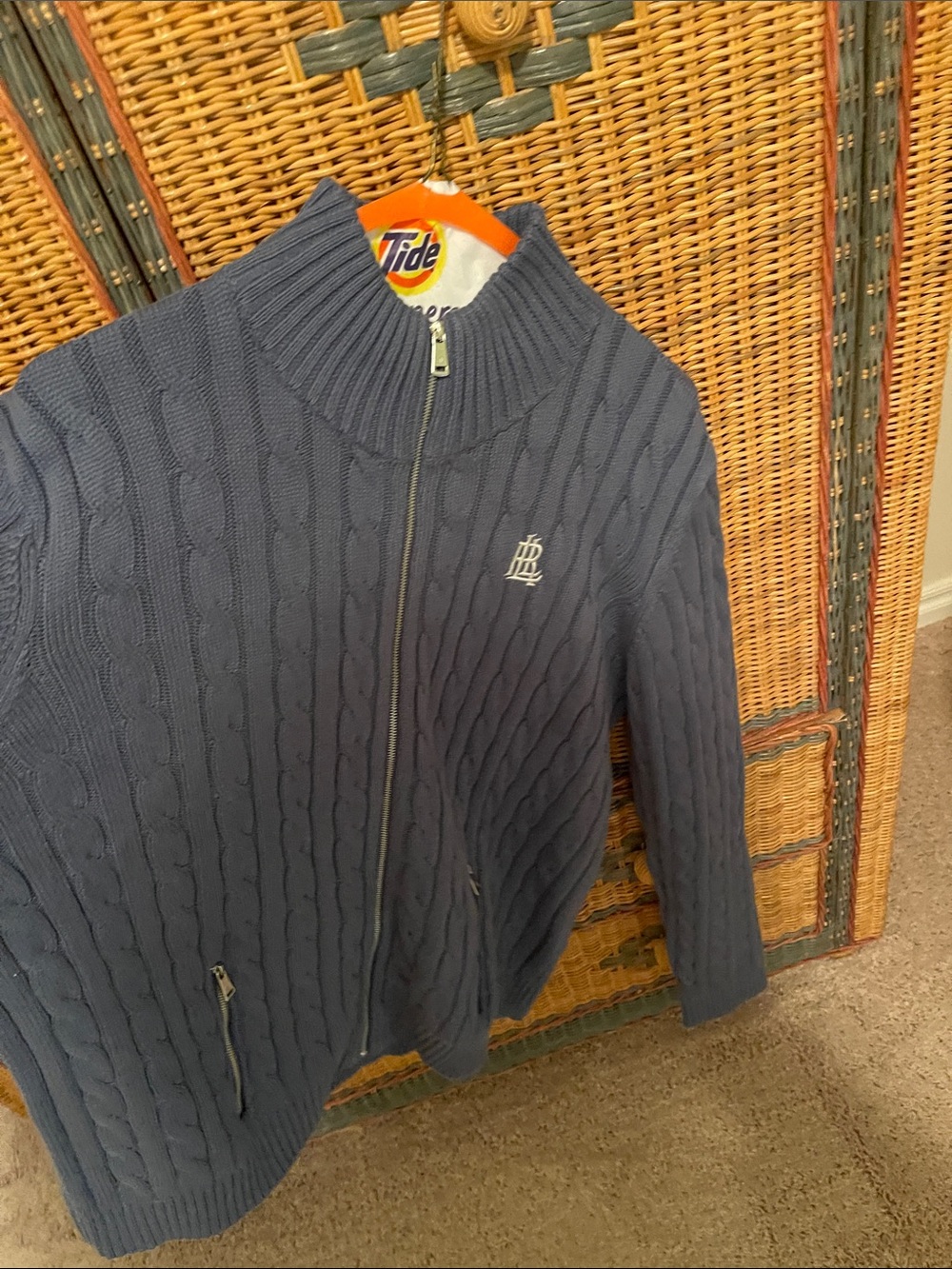 Polo by Ralph Lauren Slate Blue Cable-Knit Zip Sweater